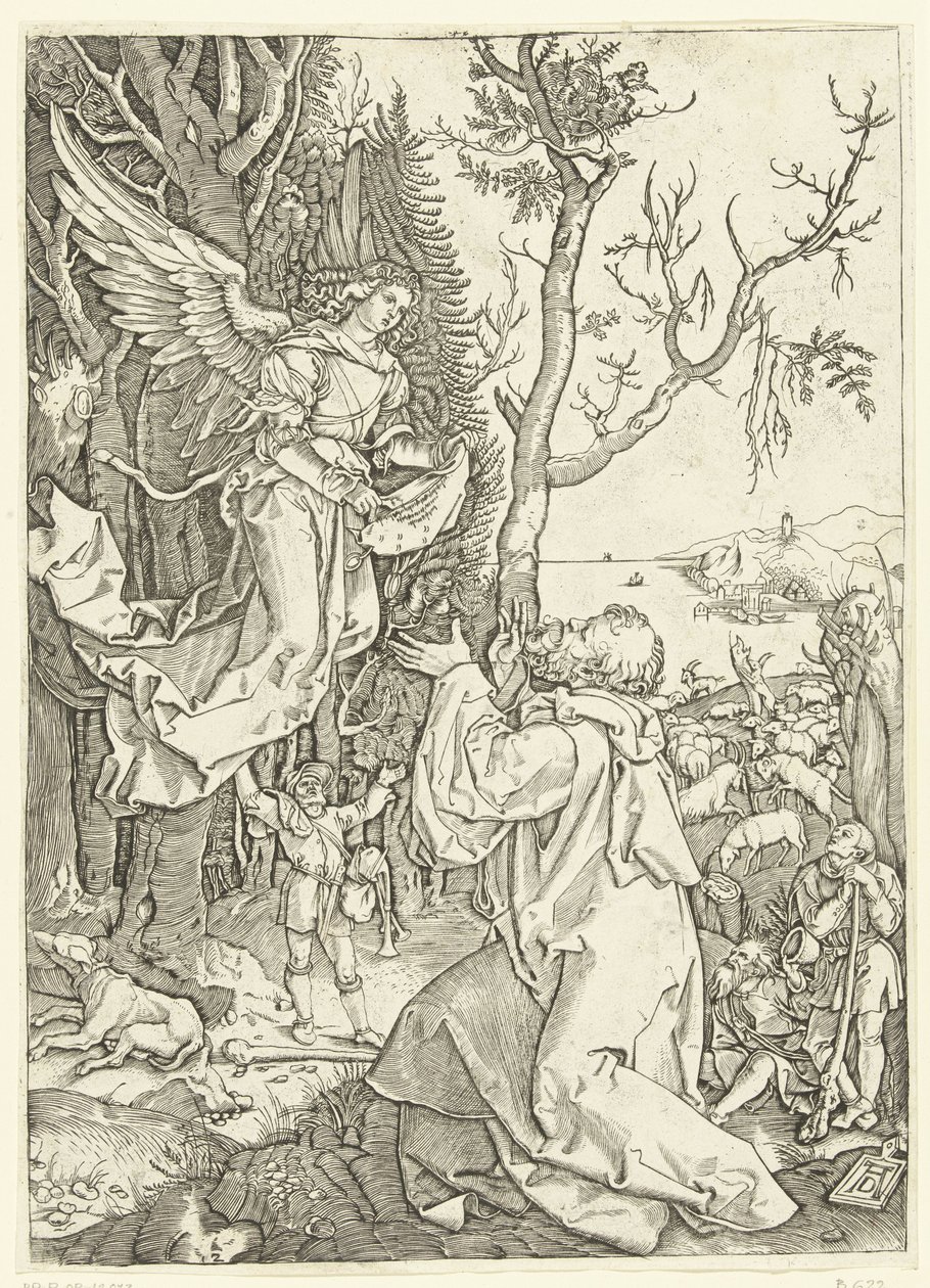 Angel viser sig for Joachim Life of Mary (serietitel) af Marcantonio Raimondi
