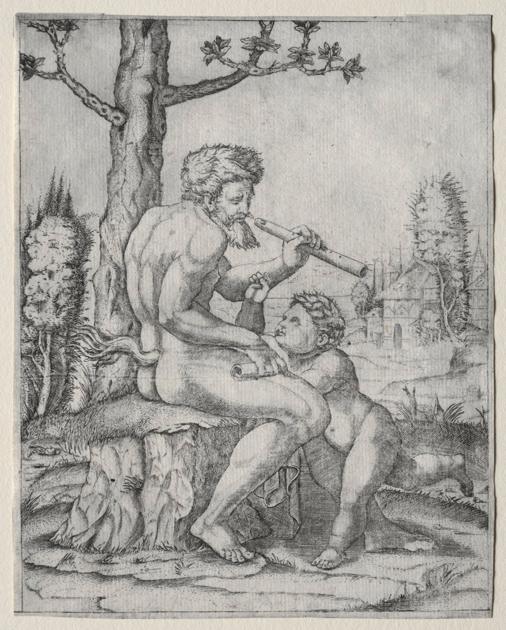 Faun og barn, ca. 1509. af Marcantonio Raimondi