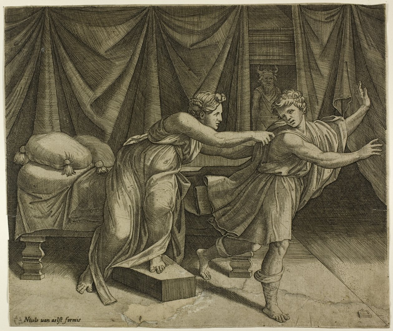 Josef og Potiphers kone af Marcantonio Raimondi