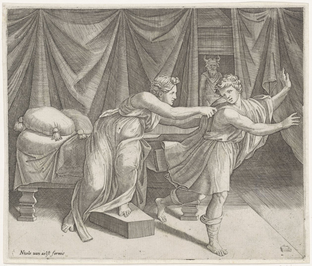Josef og Potifars hustru af Marcantonio Raimondi