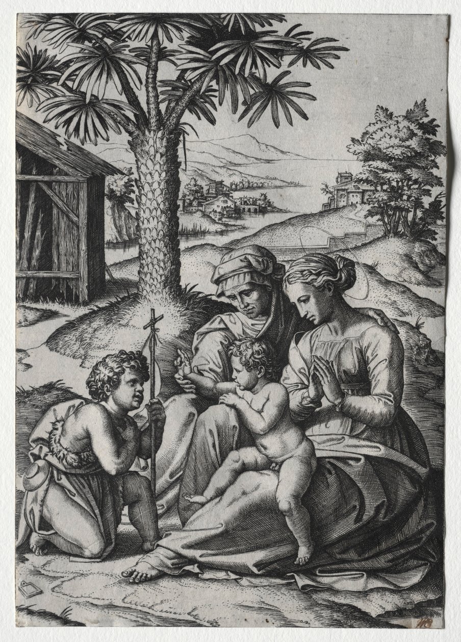 Madonna af Palmetræet. af Marcantonio Raimondi