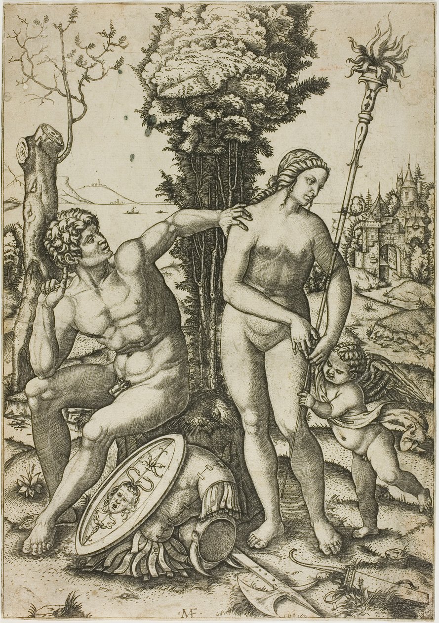 Mars, Venus og Amor af Marcantonio Raimondi