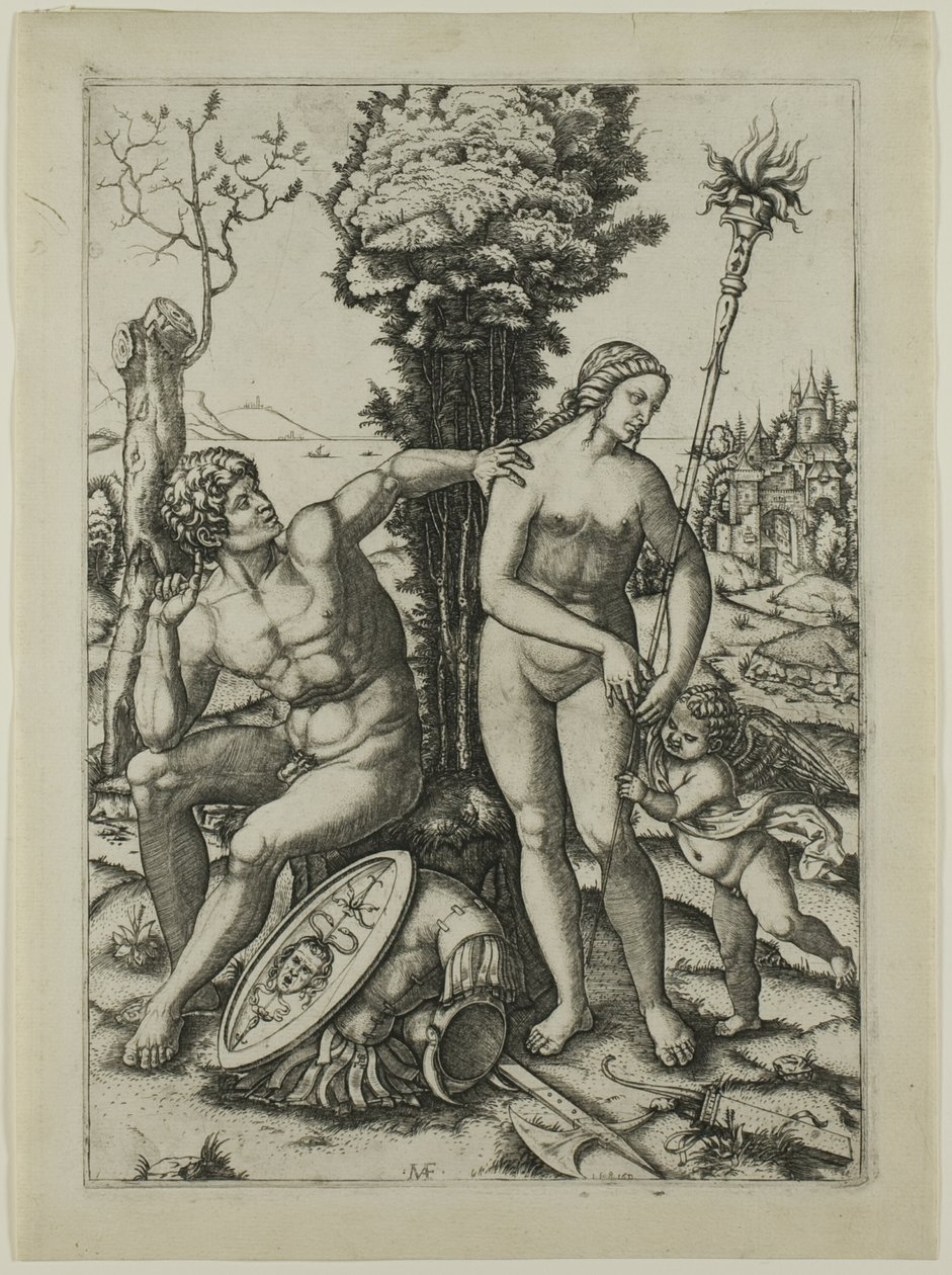 Mars, Venus og Amor af Marcantonio Raimondi
