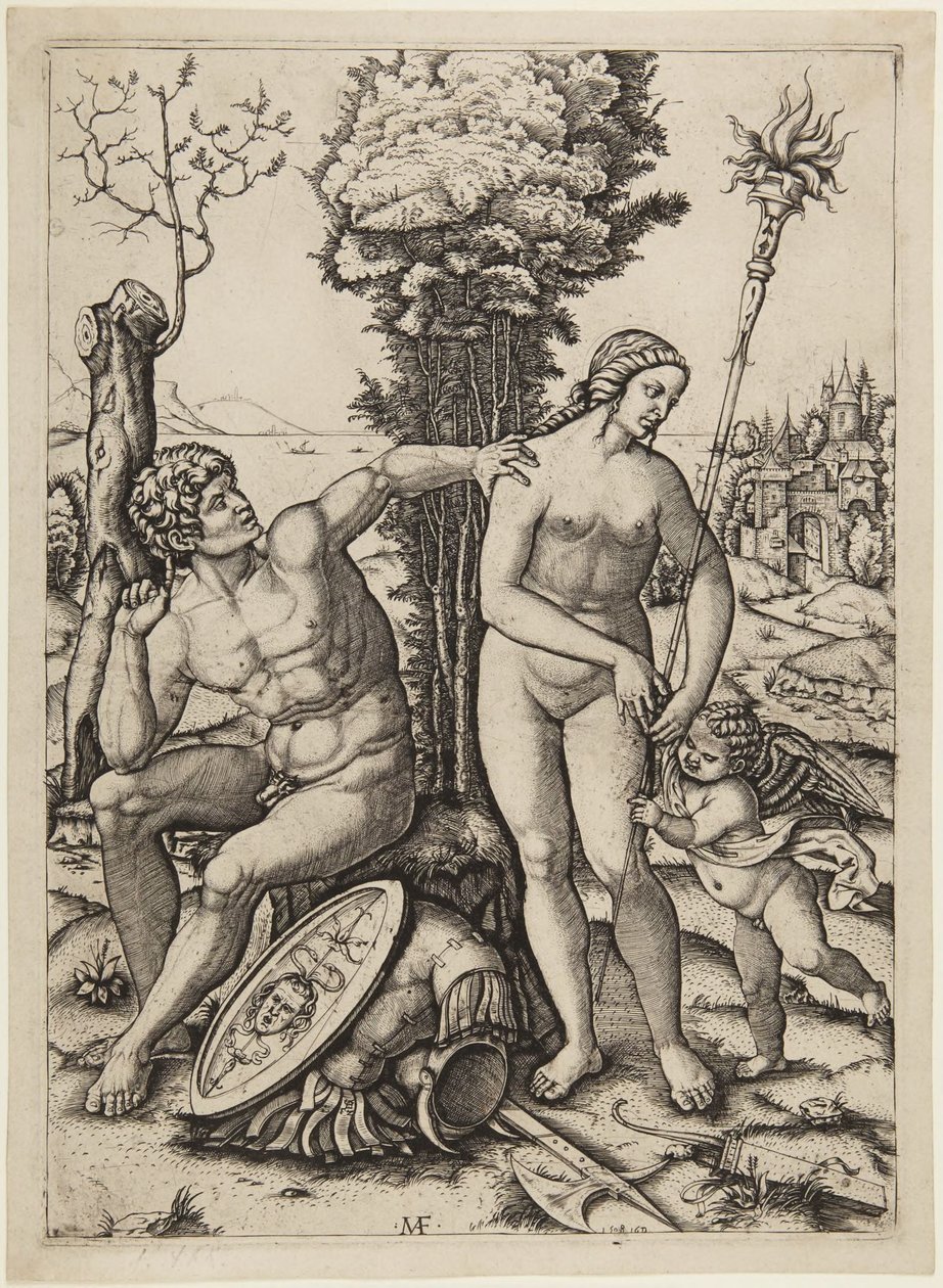 Mars, Venus og Amor af Marcantonio Raimondi