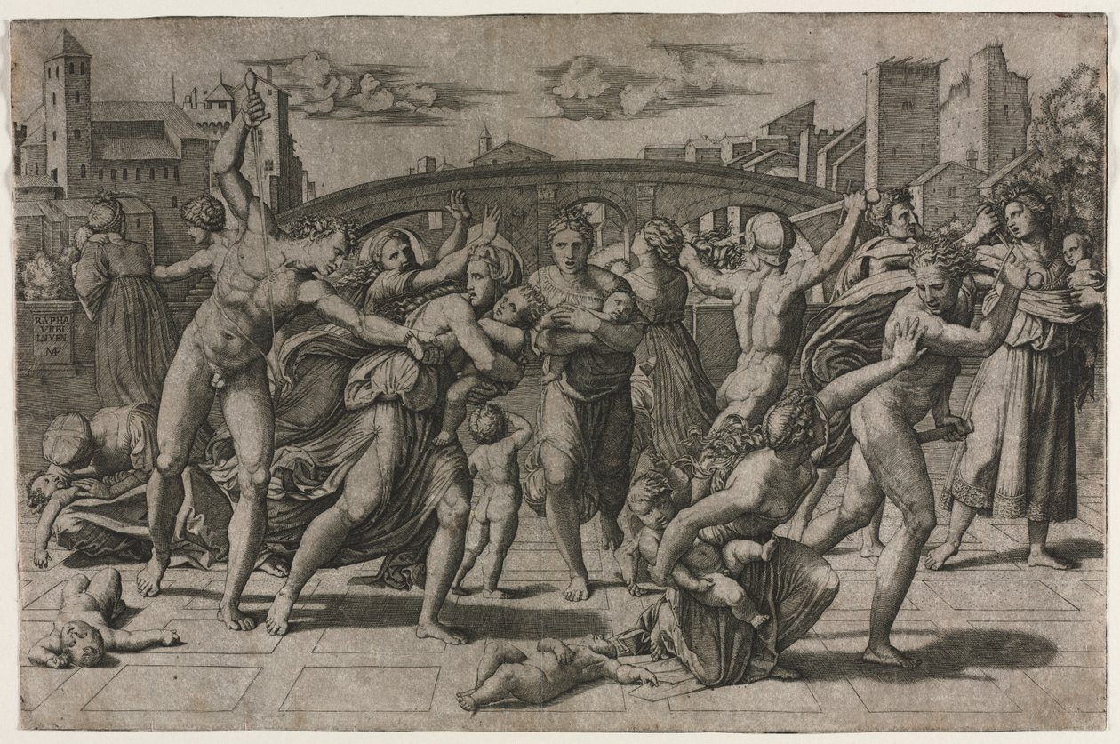 Massakre af de uskyldige uden grantræet af Marcantonio Raimondi