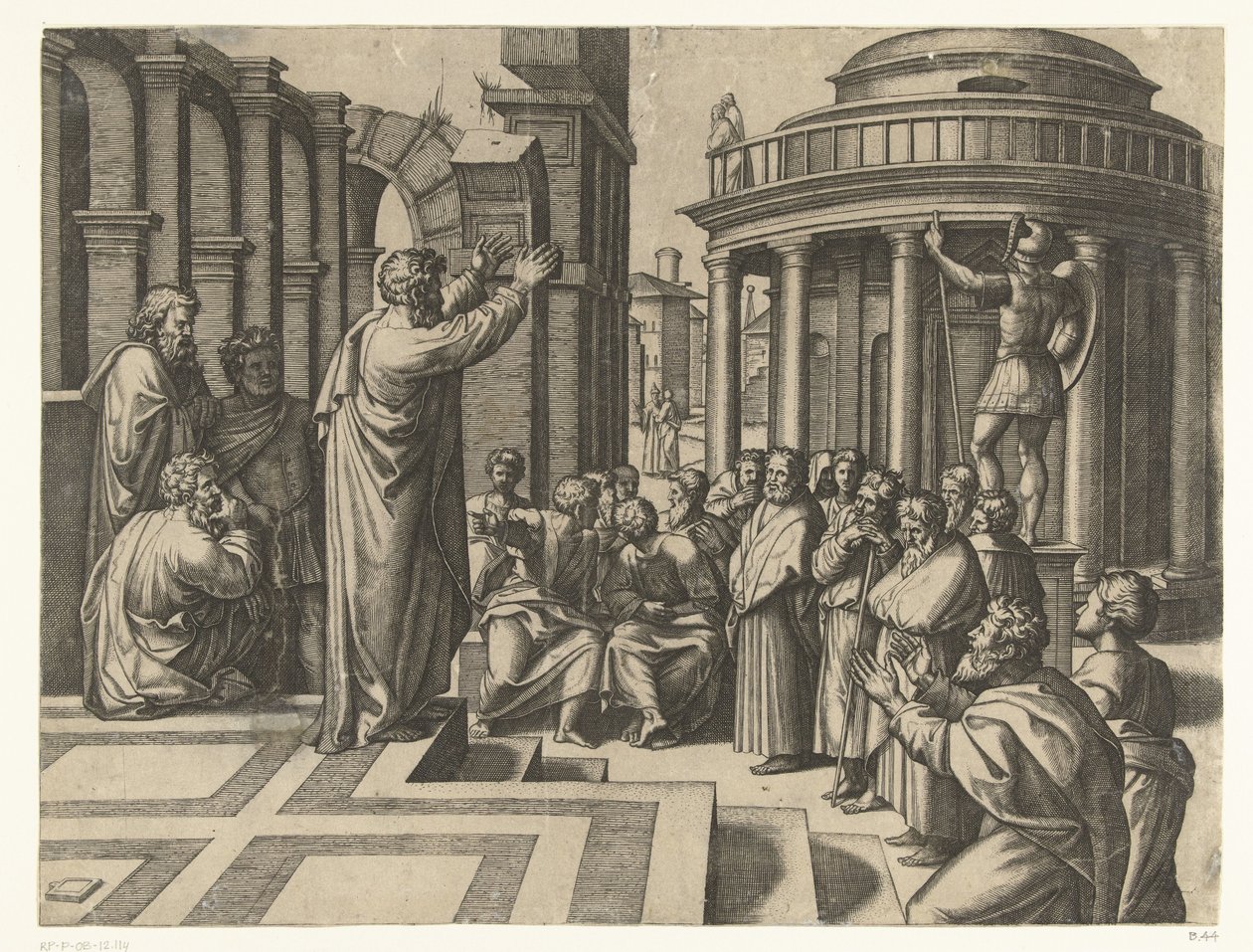 Paulus prædiker i Athen af Marcantonio Raimondi