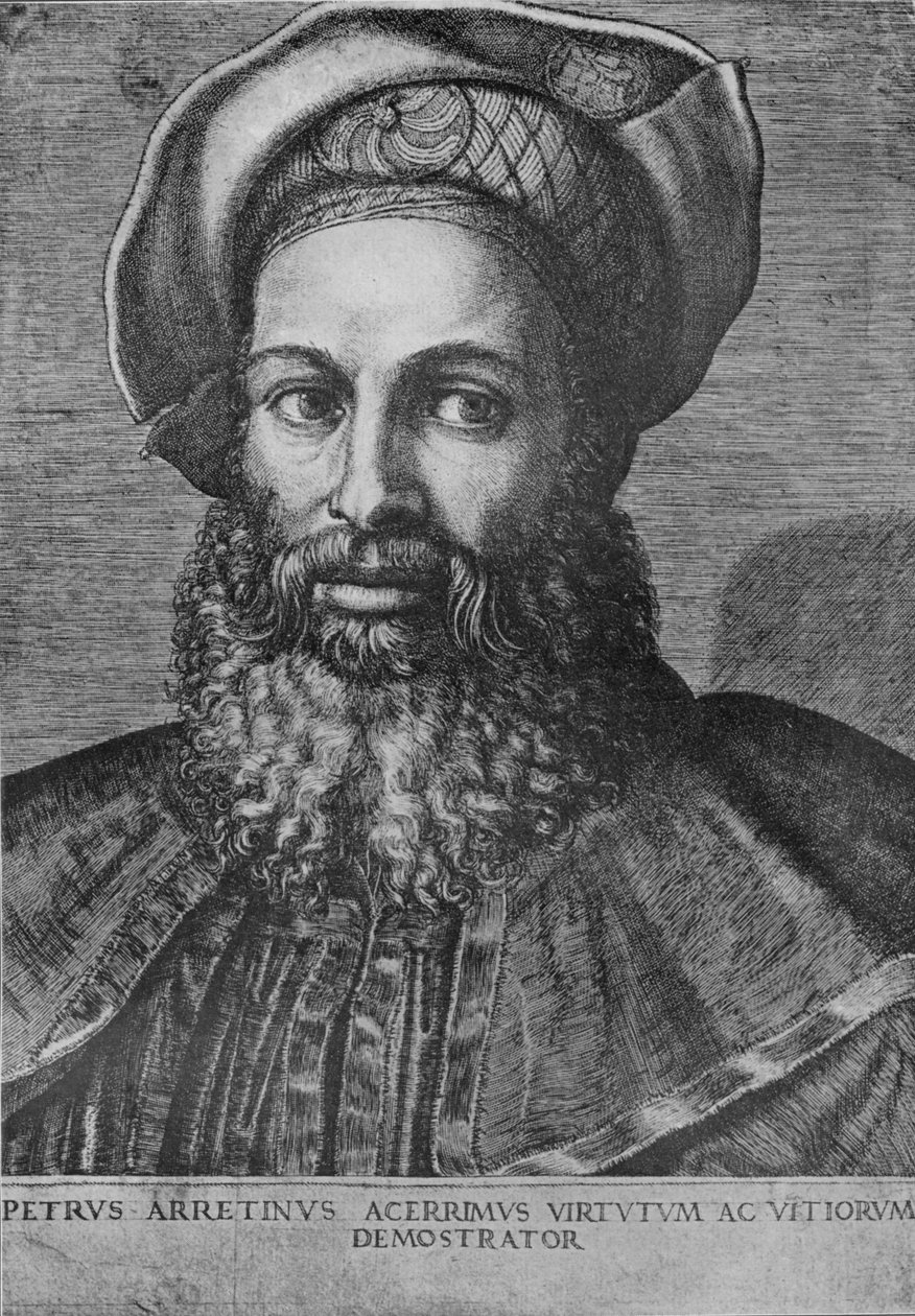 Portræt af Pietro Aretino, c1517 af Marcantonio Raimondi