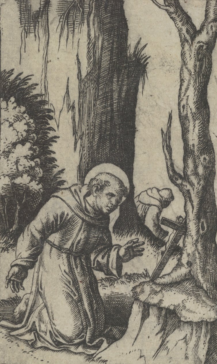 Sankt Frans af Assisi beder foran et krucifiks, fra serien 