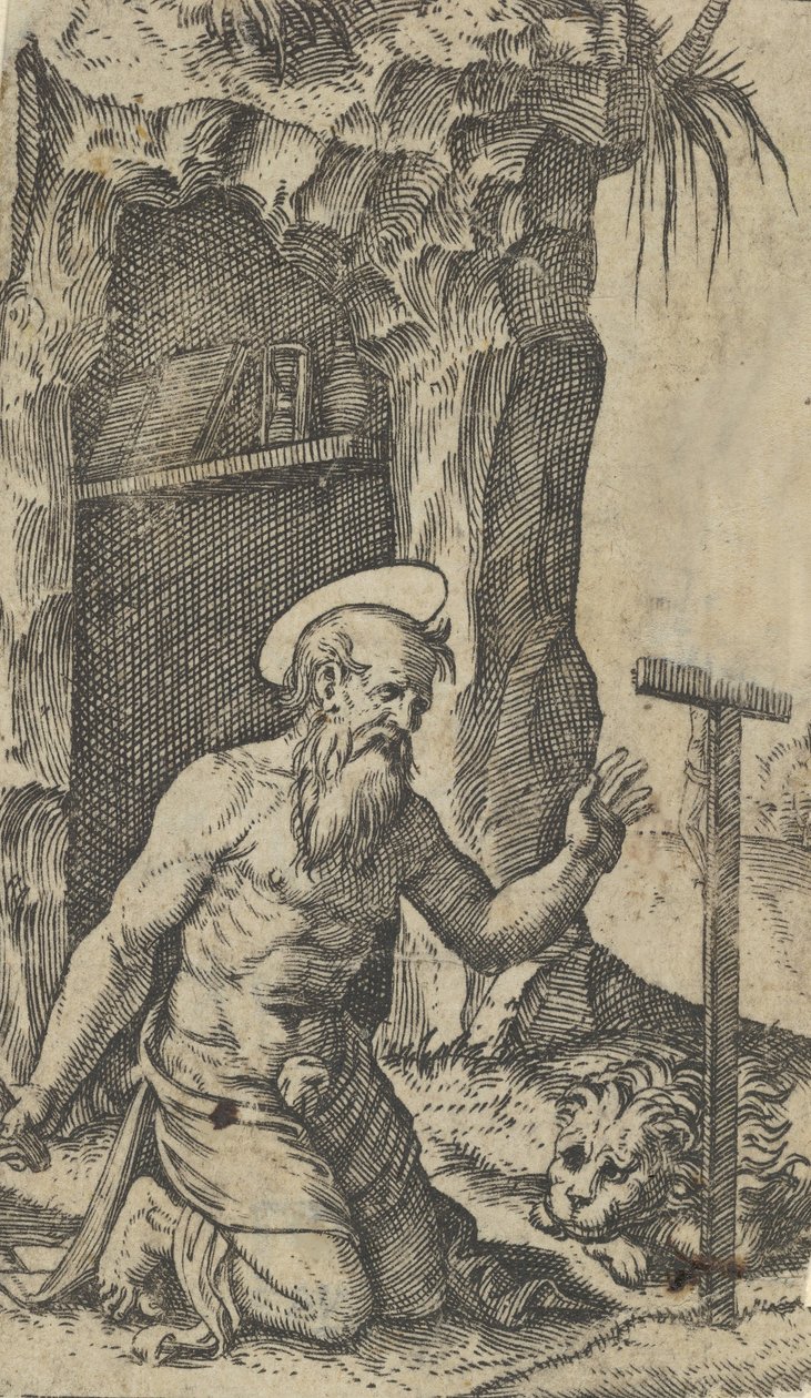 Sankt Jerome knæler foran et krucifiks, fra serien 