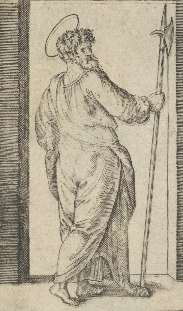 Saint Jude, med en hellebard i sin højre hånd, fra serien 
