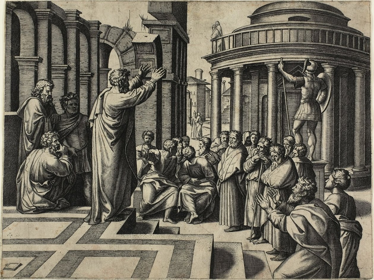 Sankt Paulus prædiker i Athen af Marcantonio Raimondi