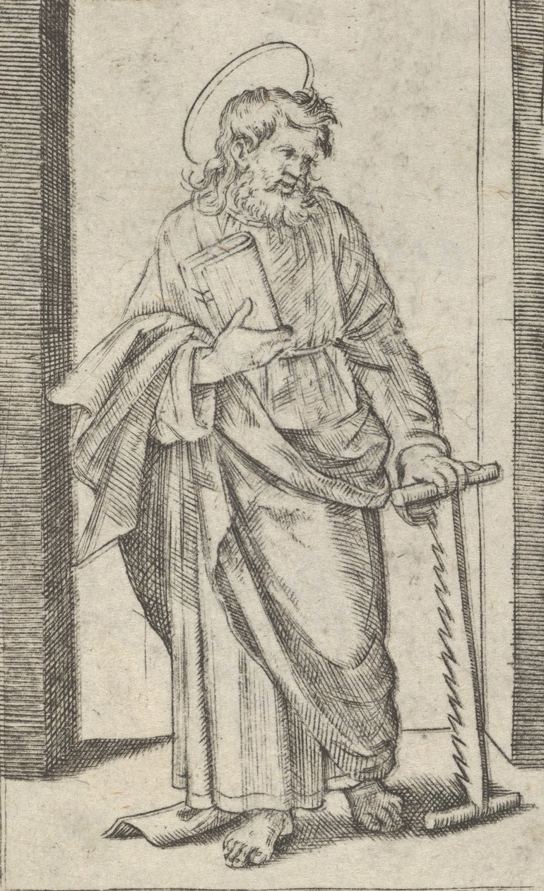 Saint Simon, en sav i sin sænkede venstre hånd, fra serien 