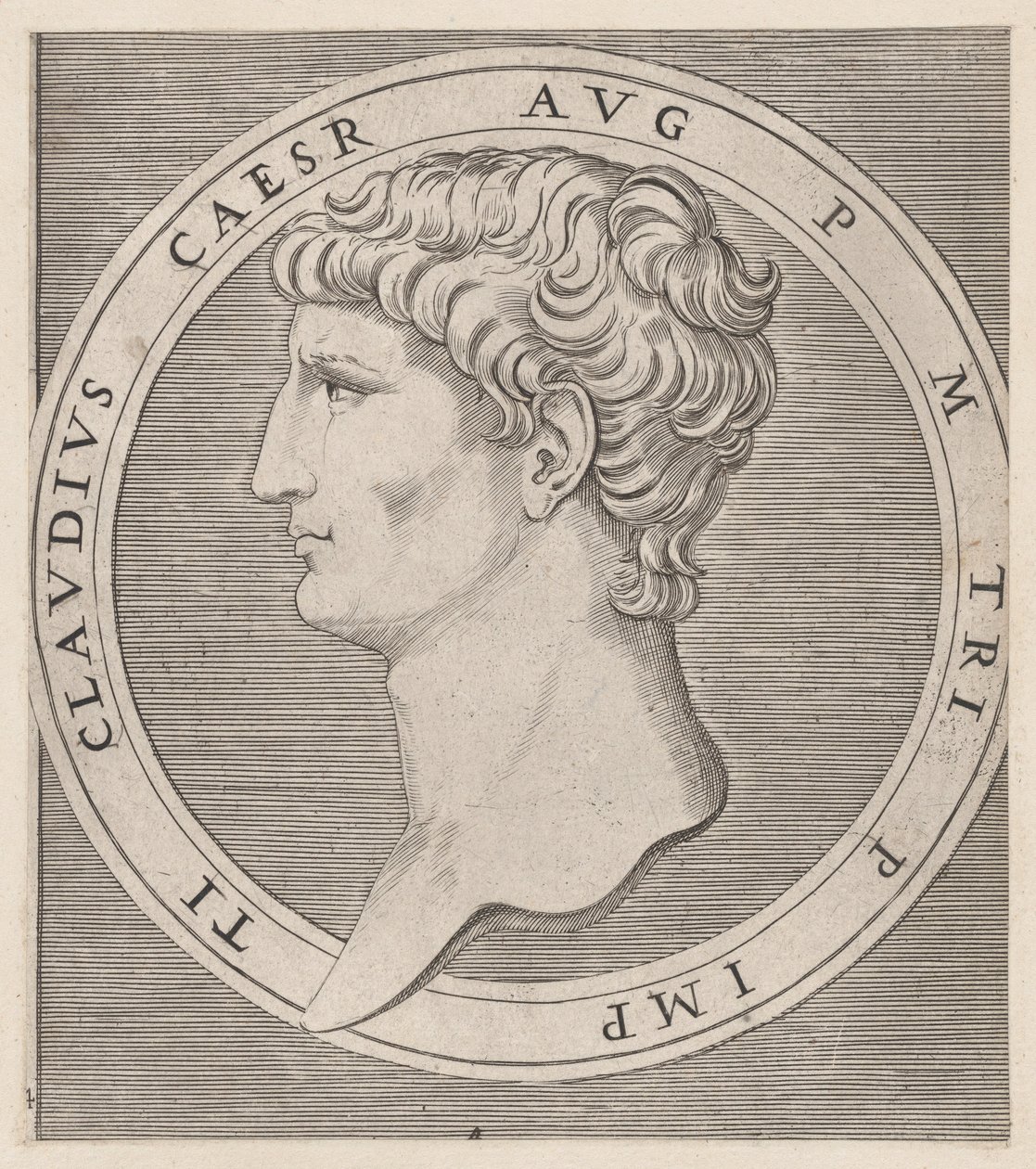 Mirror of Roman Magnificence: Claudius, fra De Tolv Cæsarer, ca. 1500-1534., ca. 1500-1534. af Marcantonio Raimondi