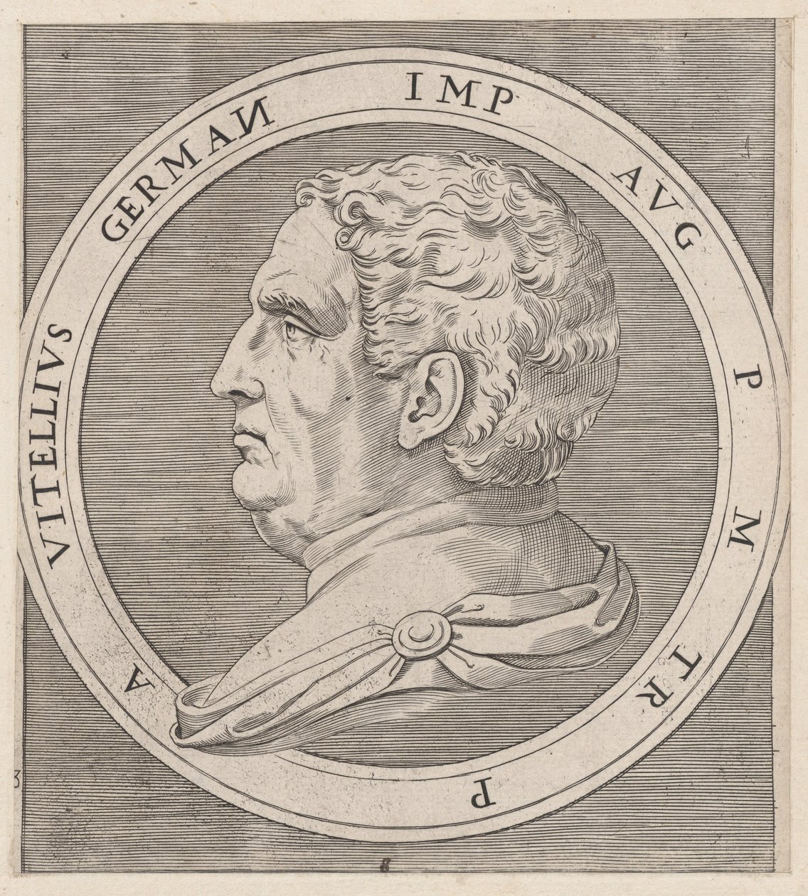 Mirror of Roman Magnificence: Vitellius, fra The Tolv Caesars, ca. 1500-1534., ca. 1500-1534. af Marcantonio Raimondi