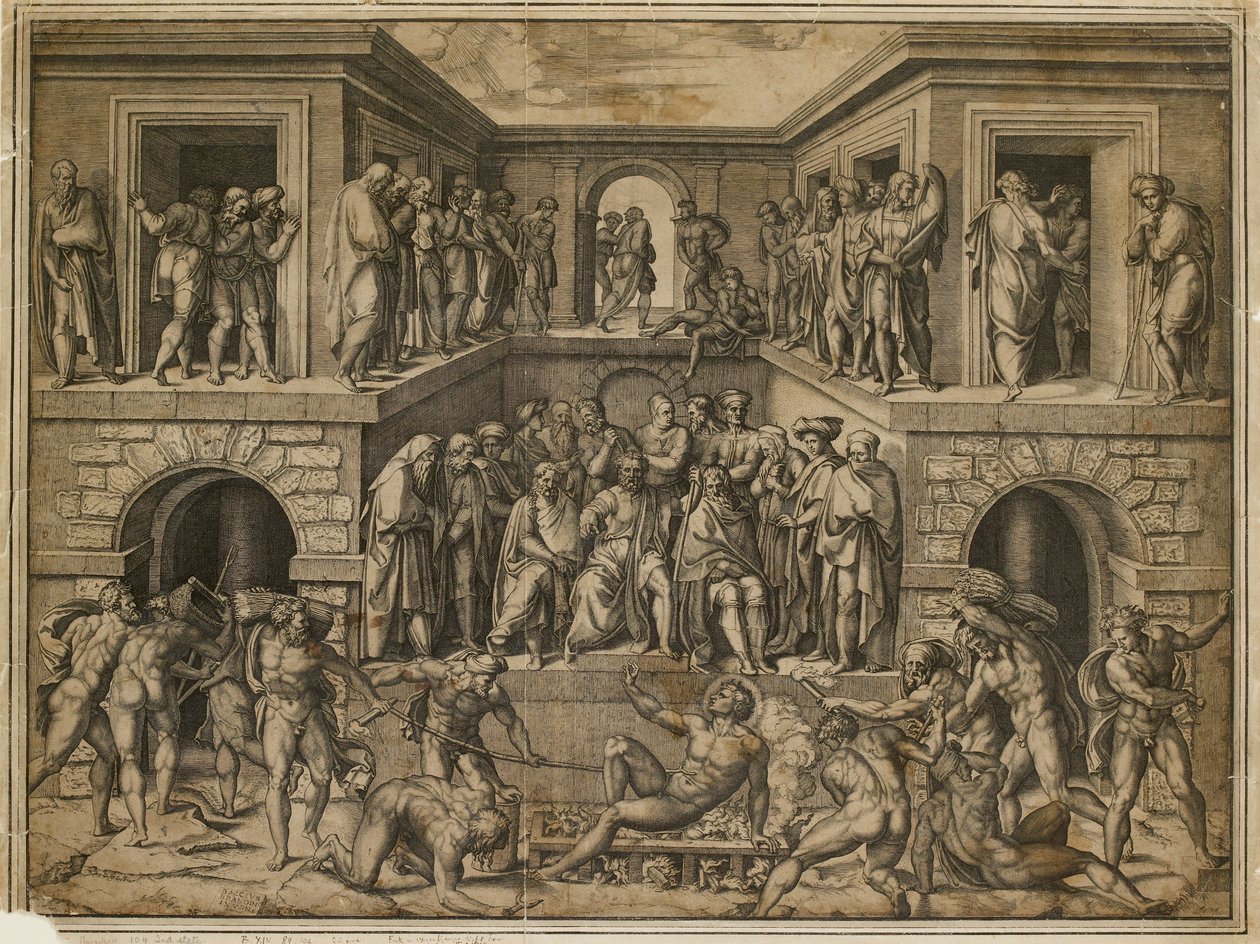 The Martyrium of St Lawrence, c1525 af Marcantonio Raimondi