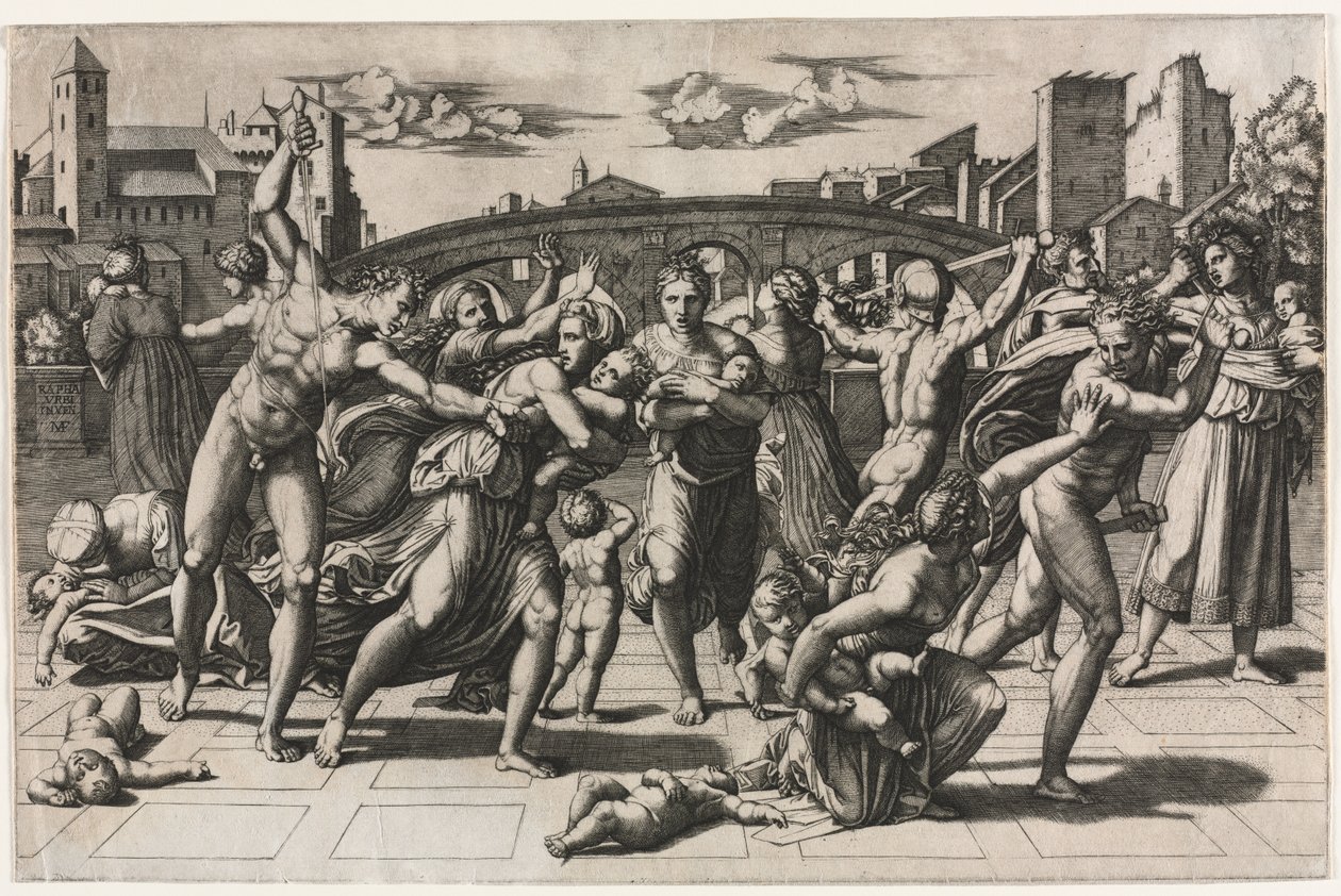 Massakren på de uskyldige (uden grantræet) af Marcantonio Raimondi