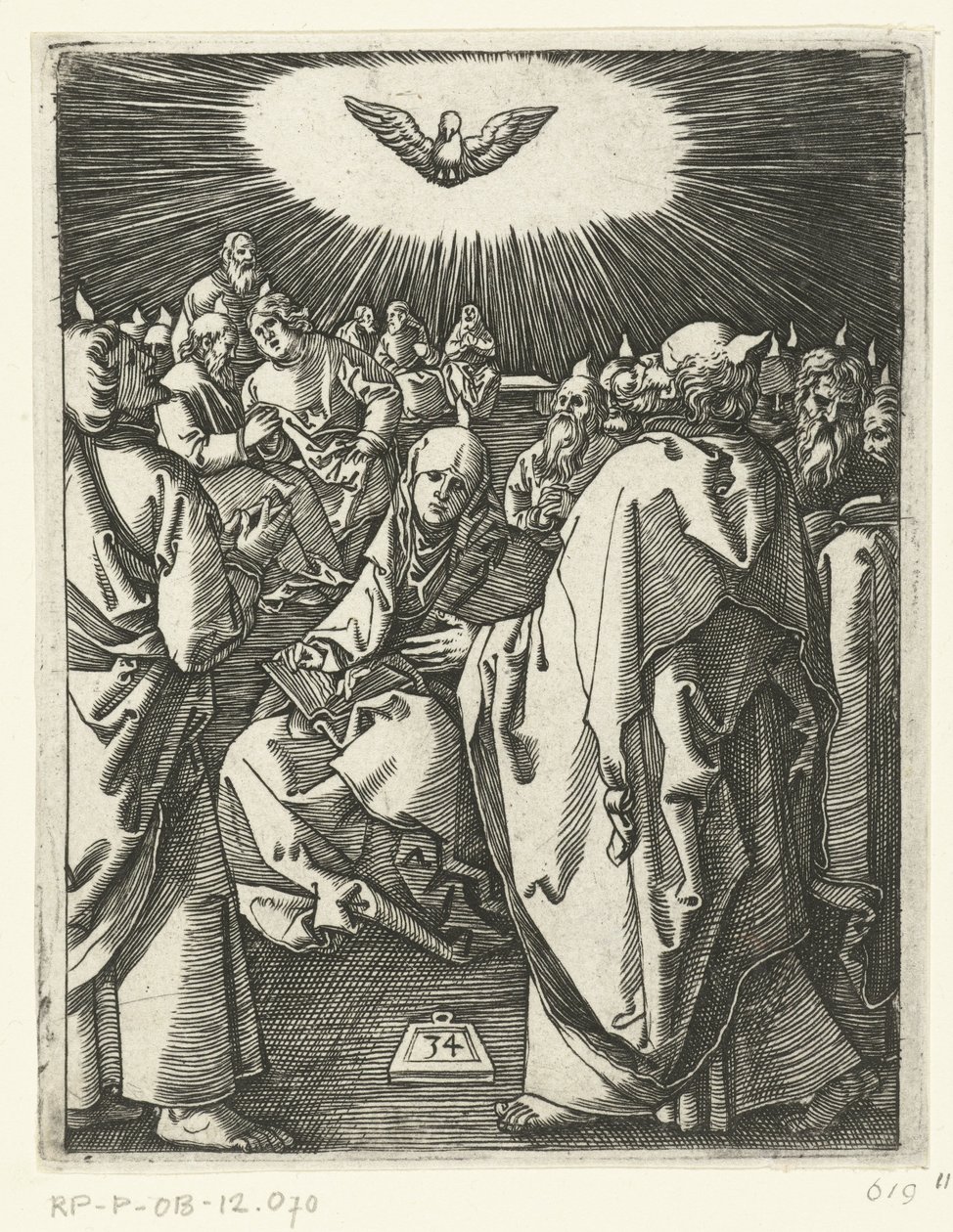 Helligåndens udgydelse Passion of Christ (serietitel) af Marcantonio Raimondi