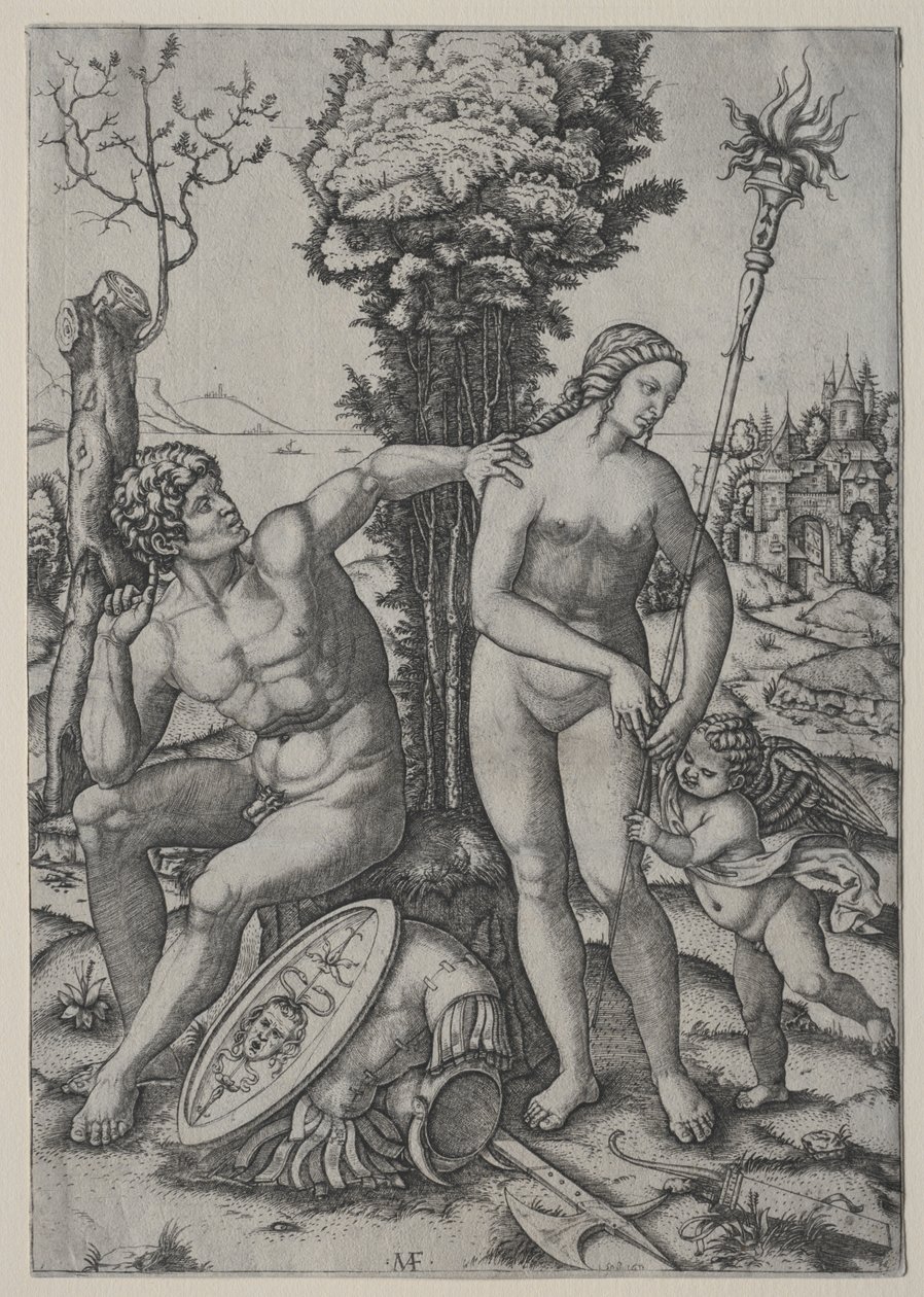 Venus, Mars og Amor af Marcantonio Raimondi