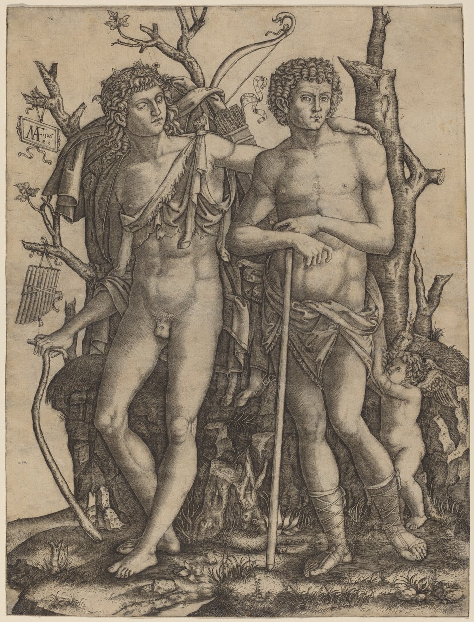 Apollo og Hyacinthus af Marcantonio Raimondi after Francesco Francia