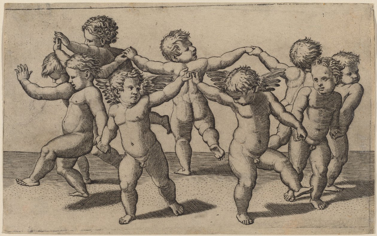 Amorernes dans af Marcantonio Raimondi after Raphael