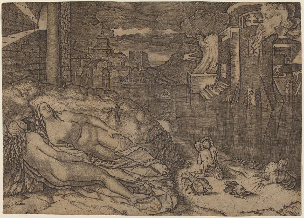 Rafaels drøm af Marcantonio Raimondi possibly after Raphael
