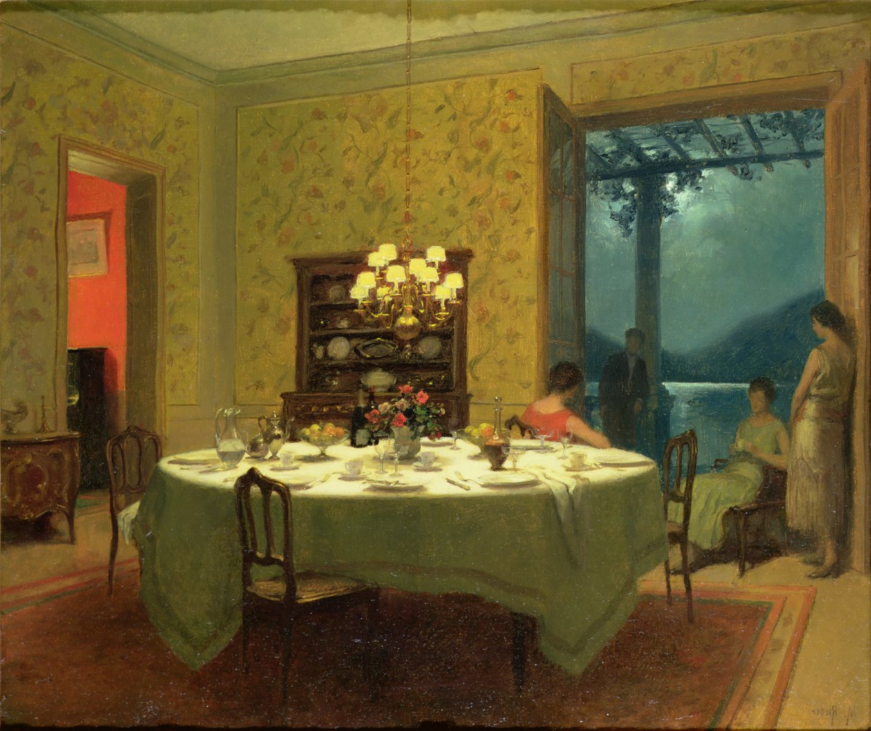 Interiør med tebord af Marcel Rieder
