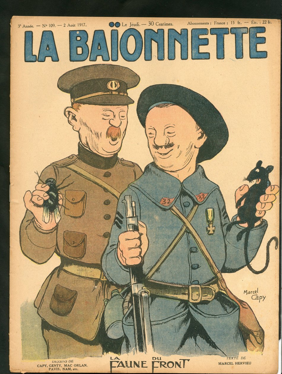 Cover af "" La Baionnette"", Satirisk i farver af Marcel Amable O.L. Capy