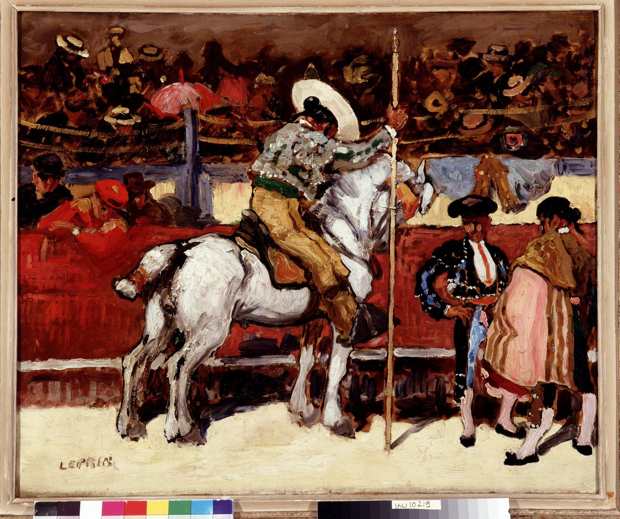 Picador og matador i arenaen for tyrefægtning. Maleri af Marcel Leprin (1891-1931) Dim. 50x61 cm Obligatorisk omtale: Collection fondation regards de Provence, Marseille af Marcel Leprin