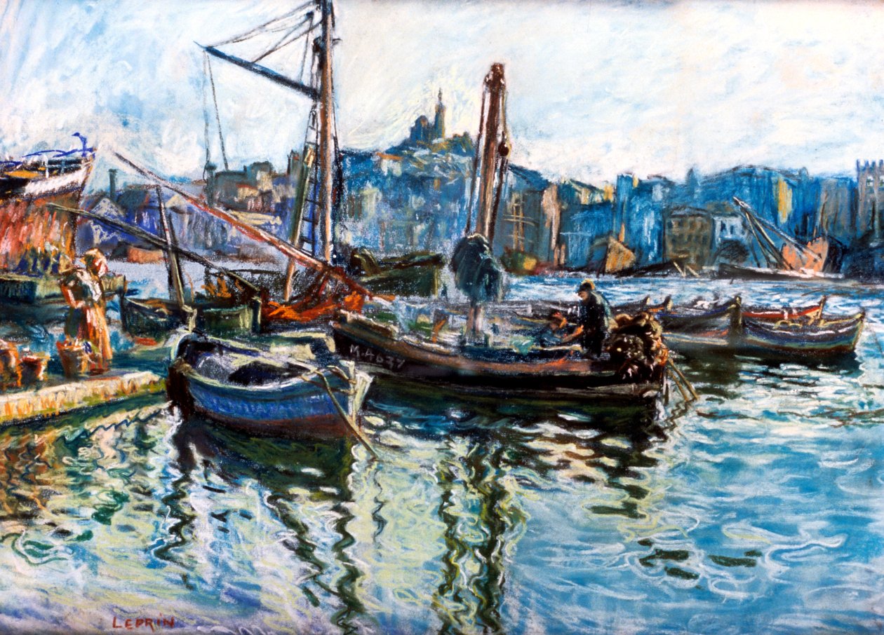 Havnen i Marseille, c1920 af Marcel Leprin