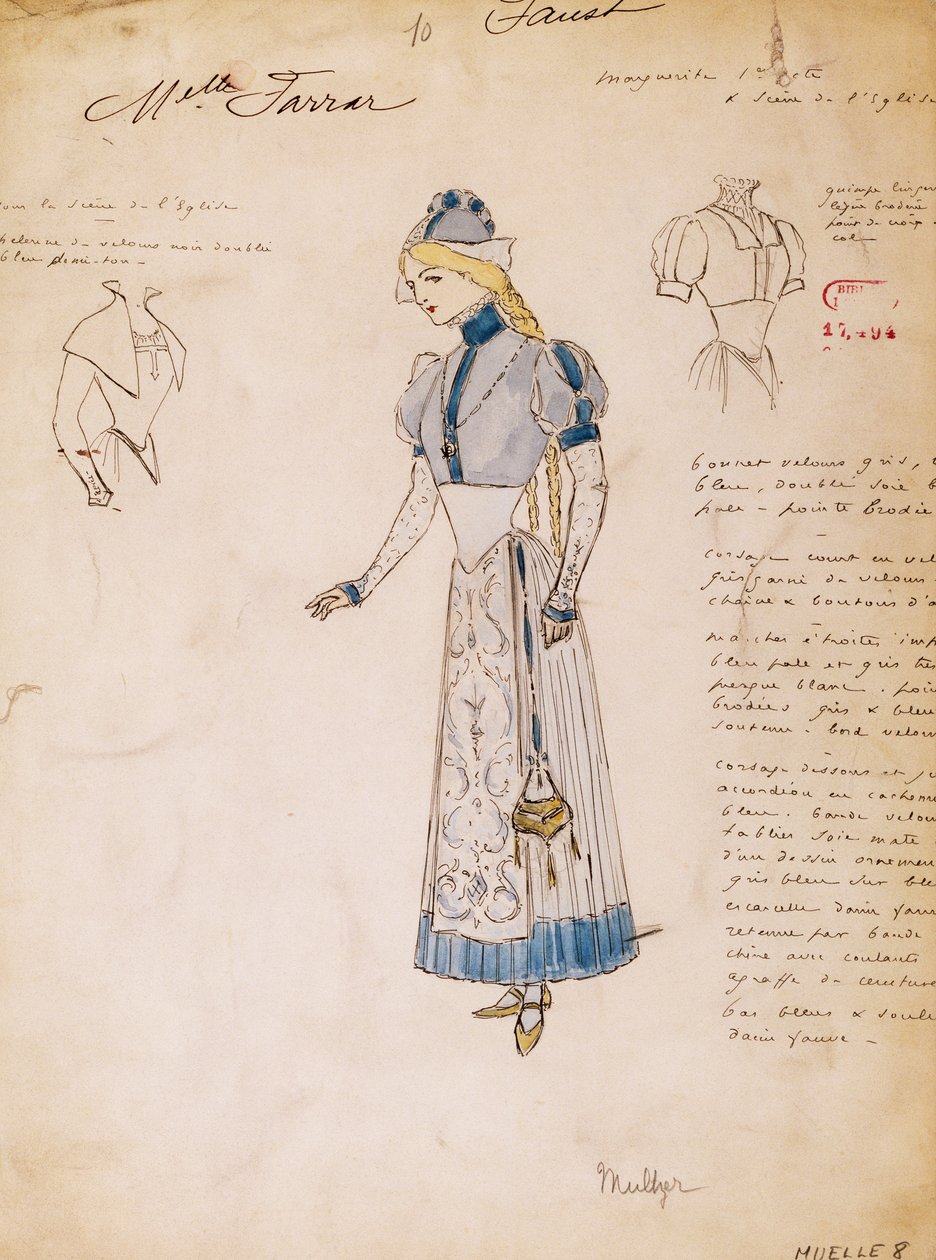 Margherita, skitse af kostume til Faust af Charles Gounod, skabt af Multzer af Marcel Multzer