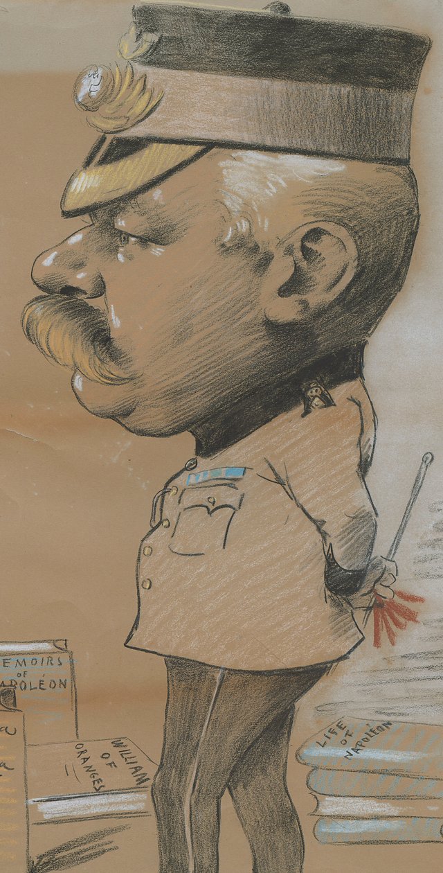 Karikatur af uidentificeret oberstløjtnant fra Royal Marines Light Infantry, 1893 (farvet kridt på papir) af Marcel Pic