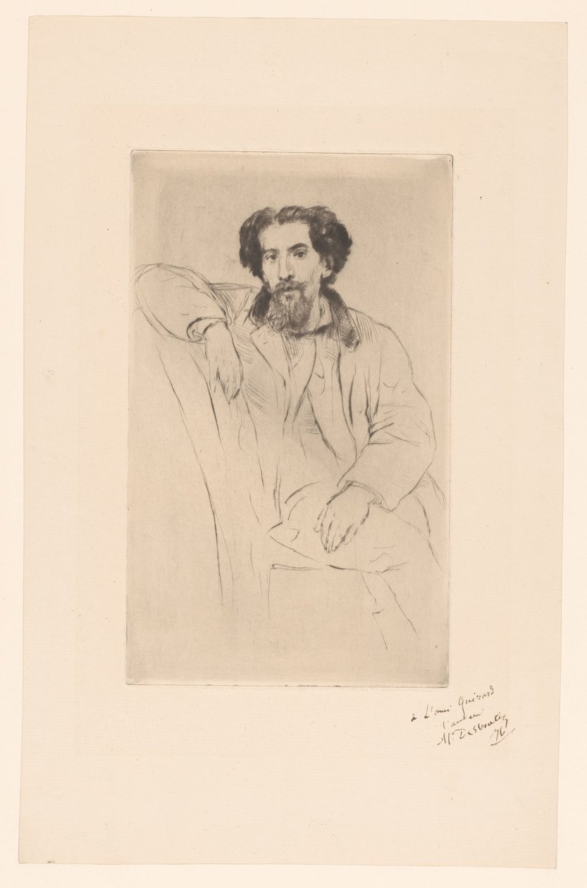 Portræt af Henri Charles Guérard af Marcellin Gilbert Desboutin (signed by artist)