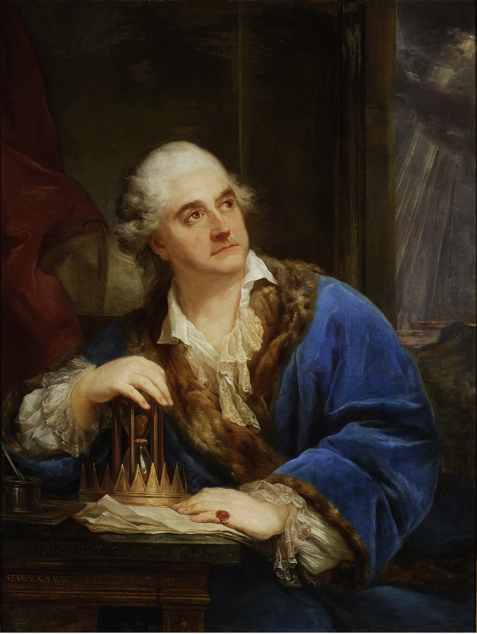 Stanislas II Augustus, konge af Polen og Litauen - Portræt af Stanislaw II Augustus Poniatowski, konge og storhertug af det polsk-litauiske Commonwealth (1732-1798) af Bacciarelli, Marcello (1731-1818). Olie på lærred, størrelse: 111,5x85,5 af Marcello Bacciarelli