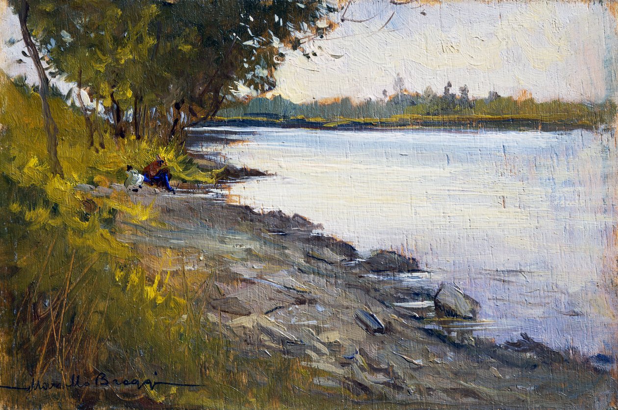 Woodland, af Marcello Broggi (1896-1954), olie på panel af Marcello Broggi