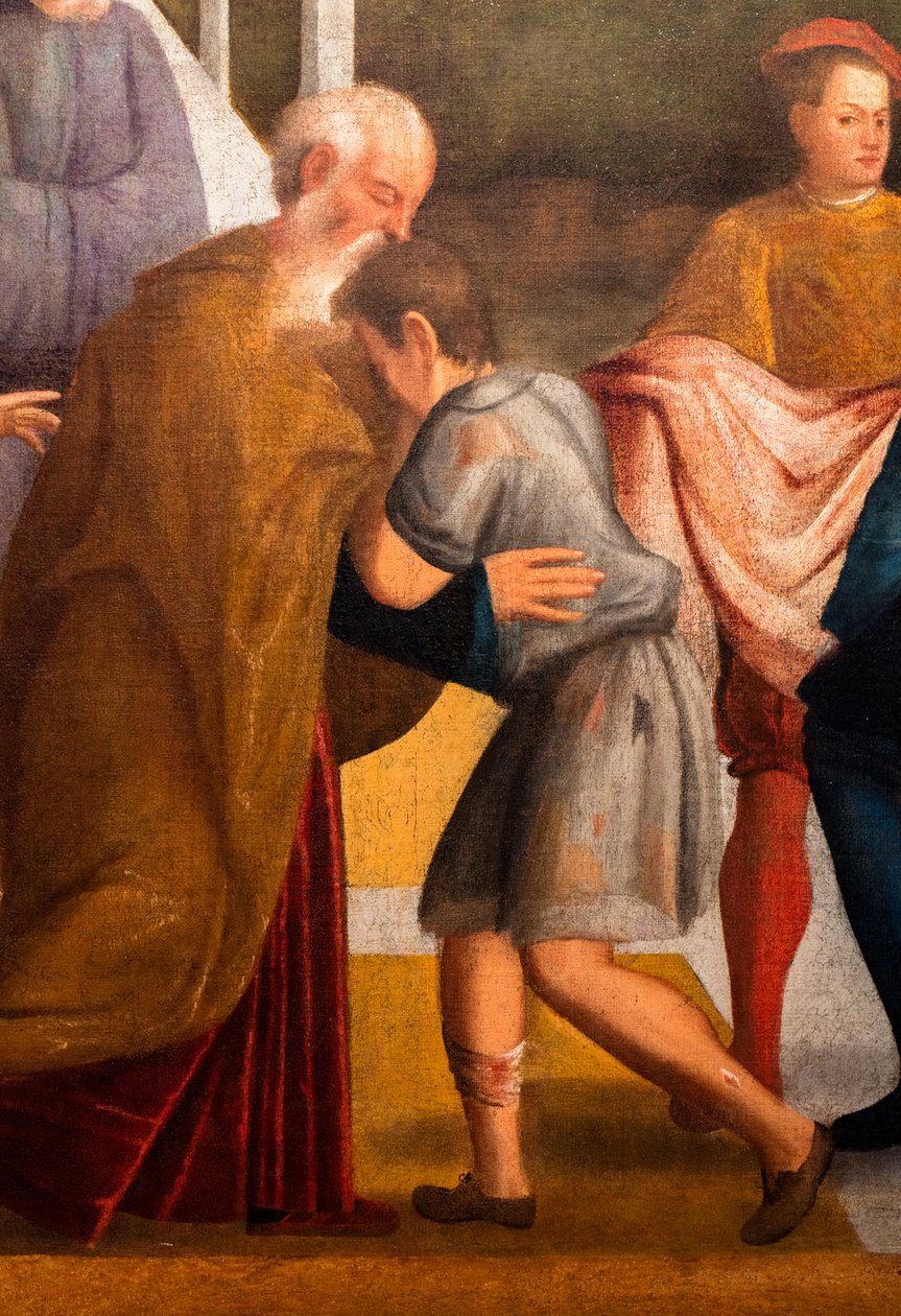 Den fortabte søns hjemkomst, detalje af Marcello Fogolino