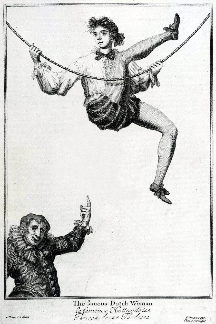 Bartholomew Fair, London: Den berømte hollandske kvinde af Marcellus the Elder Laroon