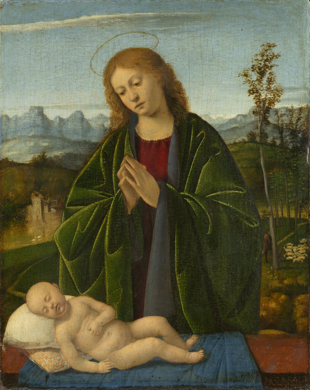 Madonna tilbeder barnet, ca. 1520 af Marco Basaiti