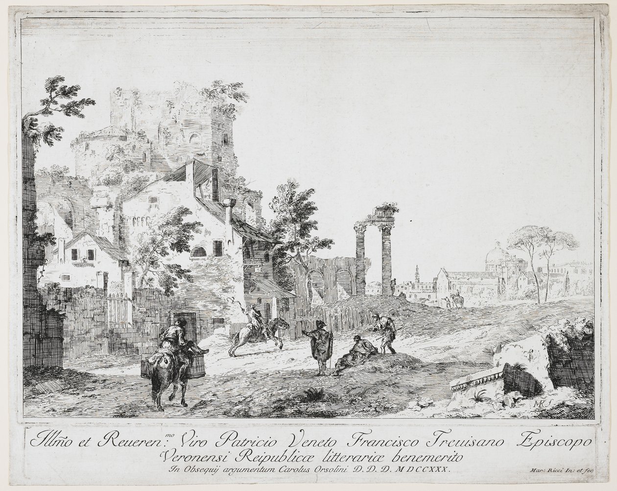 Vej ved en landsby, 1730 af Marco Ricci