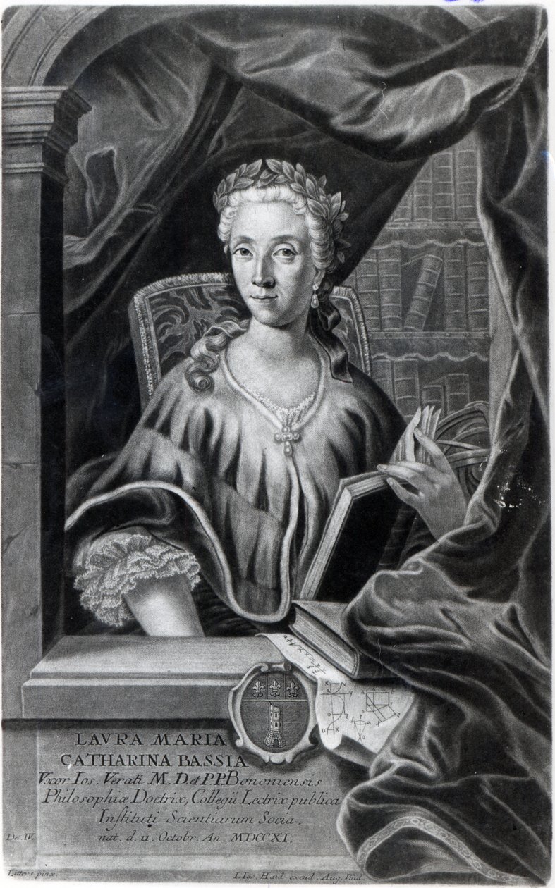 Laura Maria Caterina Bassi, graveret af Johann Jakob Haid af Marco Alvise Pitteri
