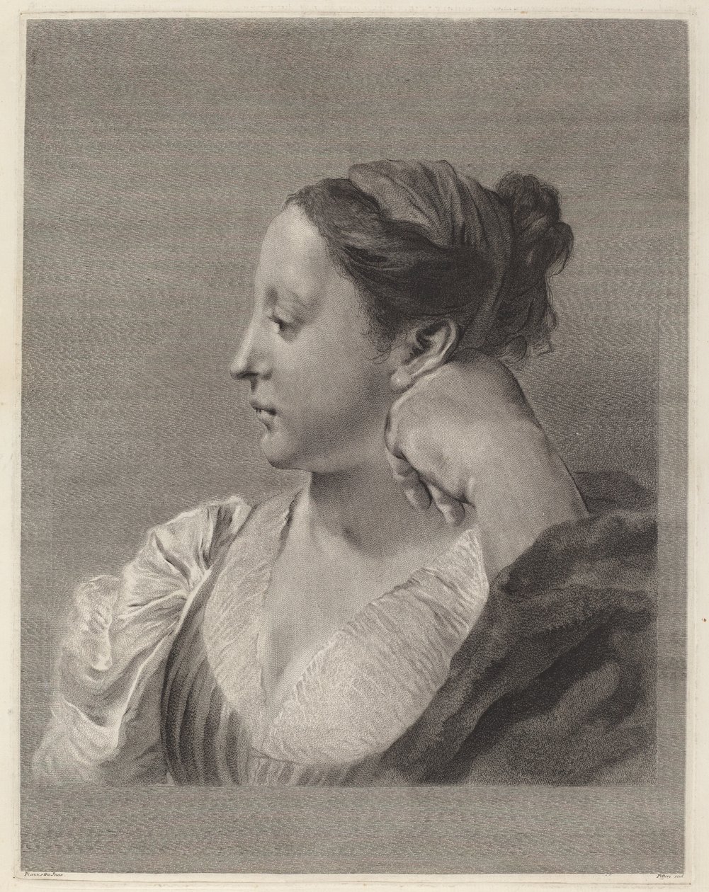 Ung kvinde i profil af Marco Alvise Pitteri after Giovanni Battista Piazzetta
