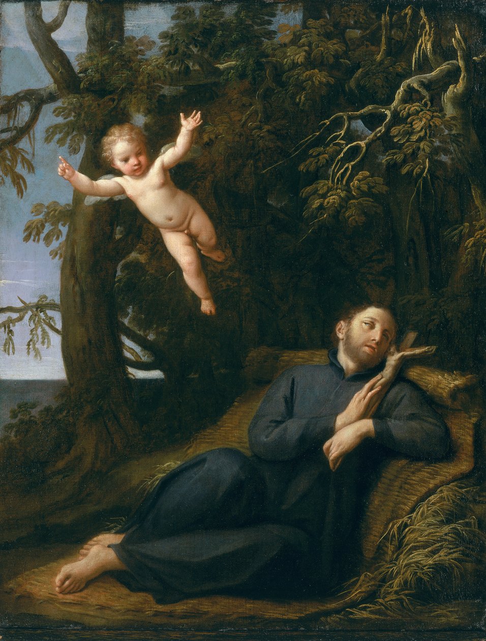 St. Francis i ørkenen (olie på lærred) af Marcantonio Franceschini