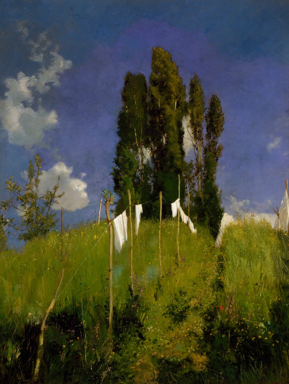 Eng, sidste fjerdedel af 1800-tallet, af Marco Calderini (1850-1941), olie på lærred, 65x51 cm. Italien af Marco Calderini