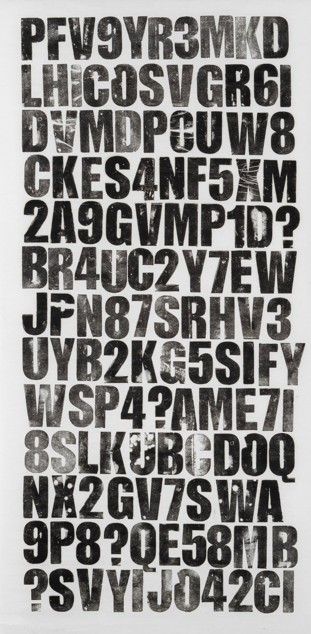 Codex, 2018 (trætypetryk på rispapir) af Marco Campedelli