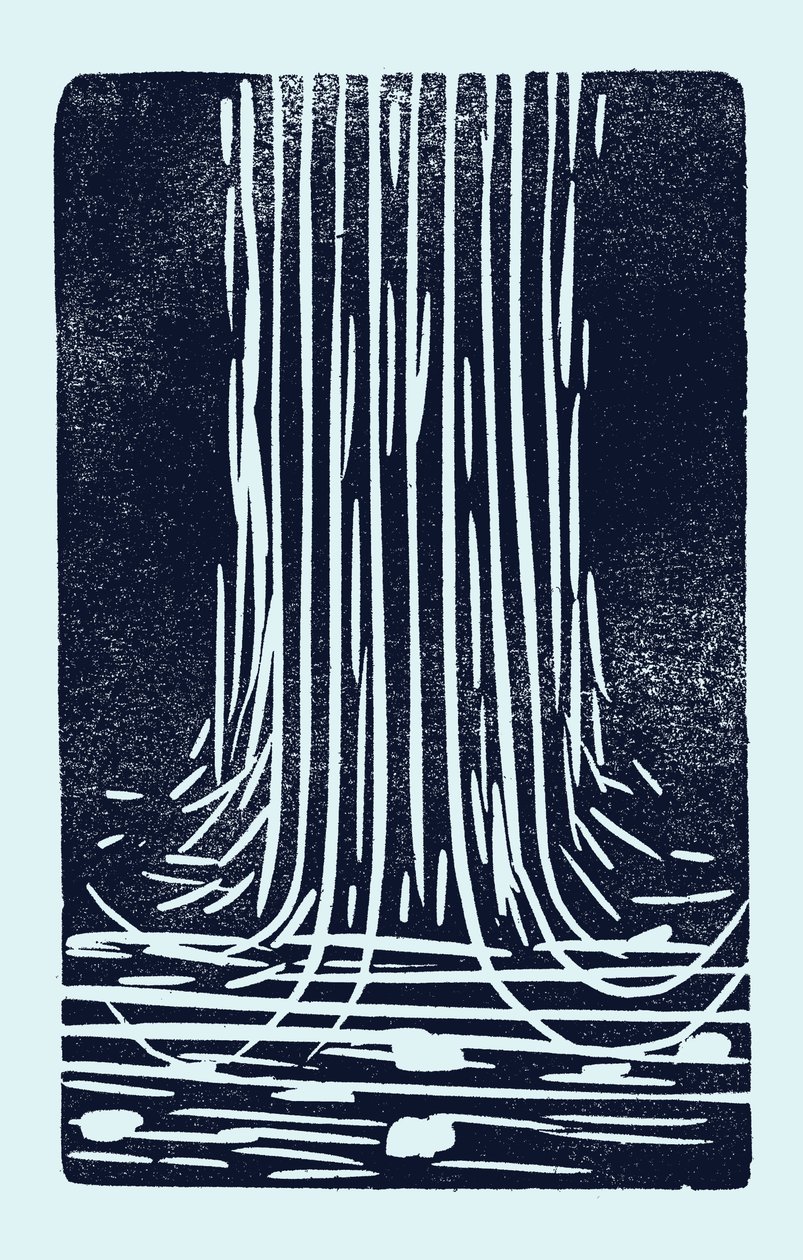 Vandfald, 2014 (linoleum på papir) af Marco Campedelli