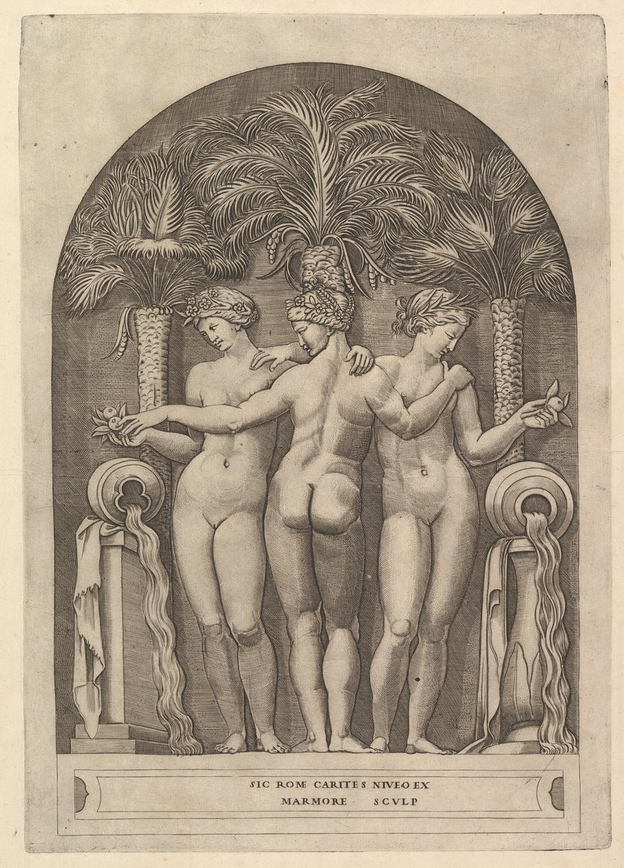 The Mirror of Roman Magnificence: The Three Graces, ca. 1515-27. af Marco Dente