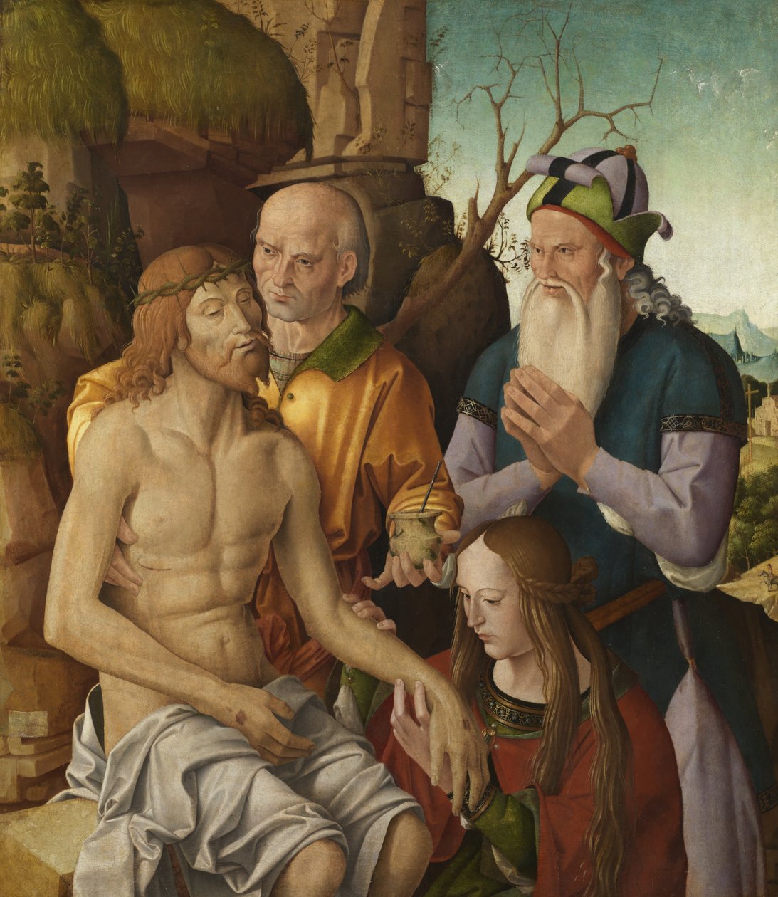 Klagesang over den døde Kristus, ca. 1500 (tempera på panel) af Marco Palmezzano