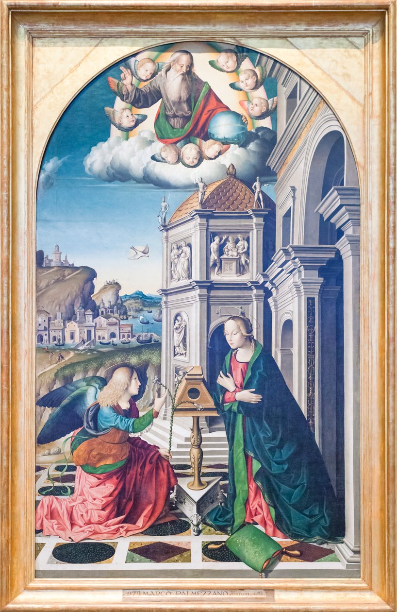 Bebudelsen (olie på træ) af Marco Palmezzano