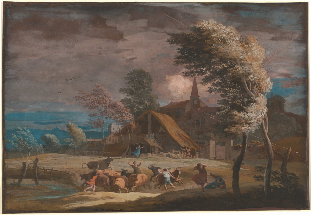 Et stormfuldt landskab af Marco Ricci