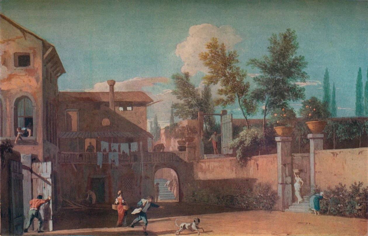 Gården til en italiensk villa, c1700 1935 af Marco Ricci