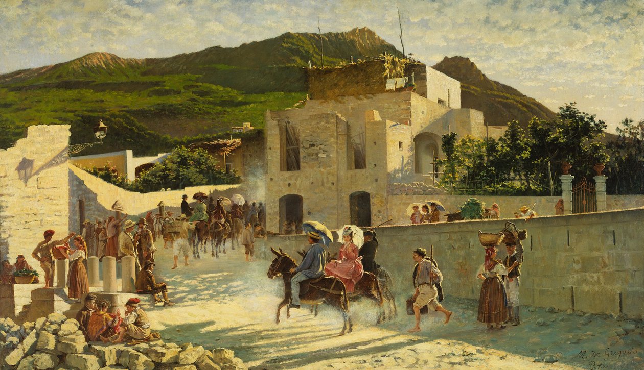 Gå til Capri, ca. 1867 (olie på lærred) af Marco di Gregorio